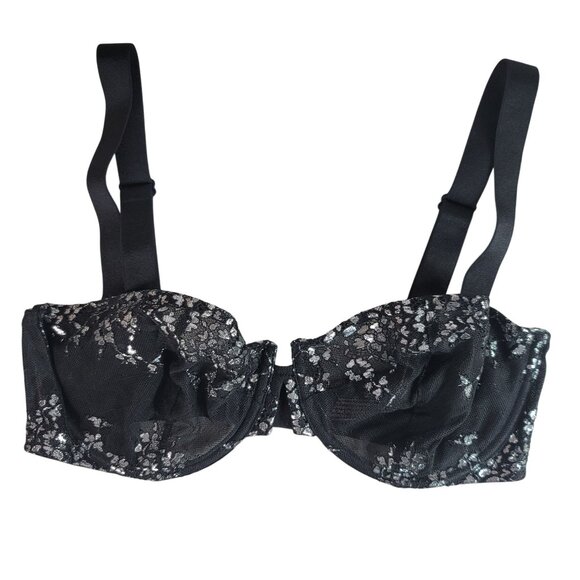 Victoria's Secret Very Sexy Unlined Balconet Bra Black 34DD Sheer Adj Underwire - Picture 1 of 11